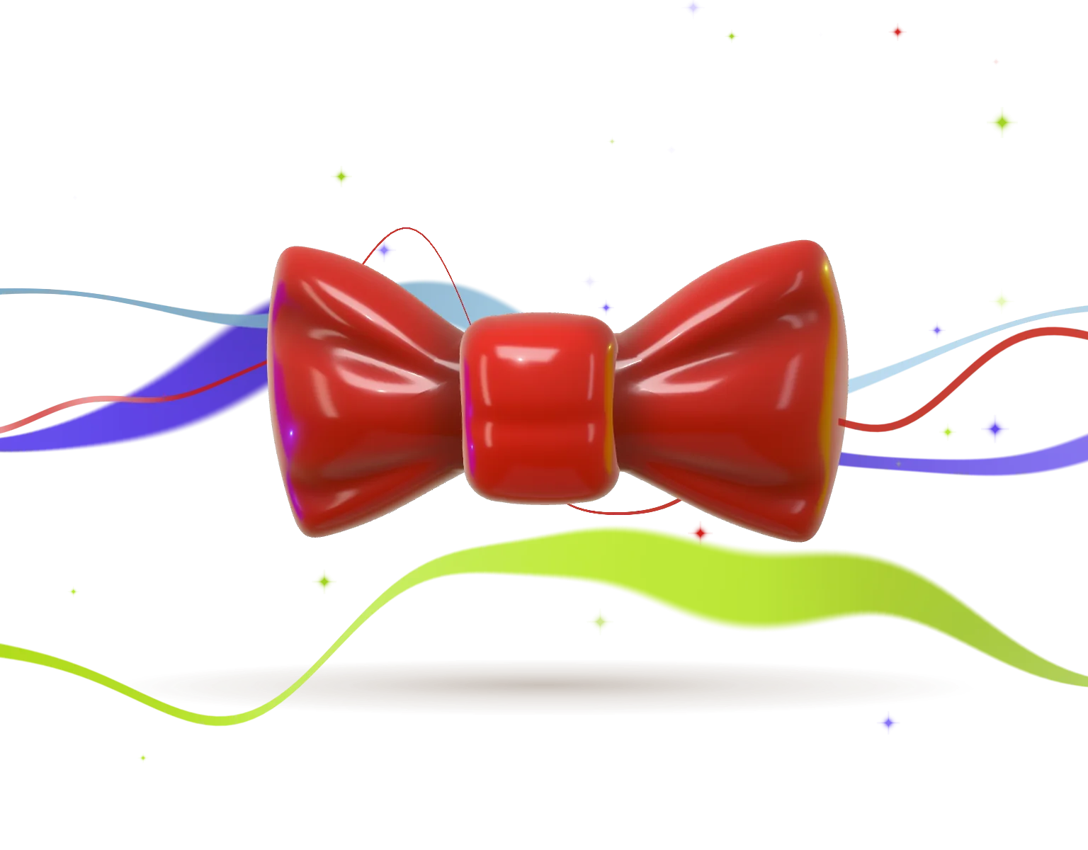 Glossy red Saytify bow tie with flowing sound-wave ribbons